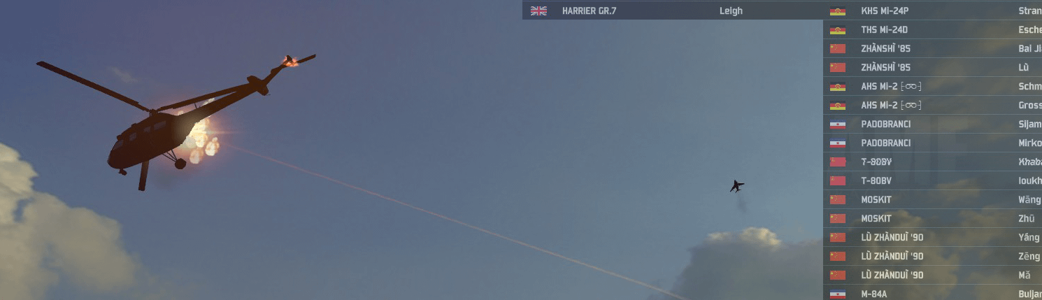 Figure 13. Harrier sniping a Mi-2 recon helicopter